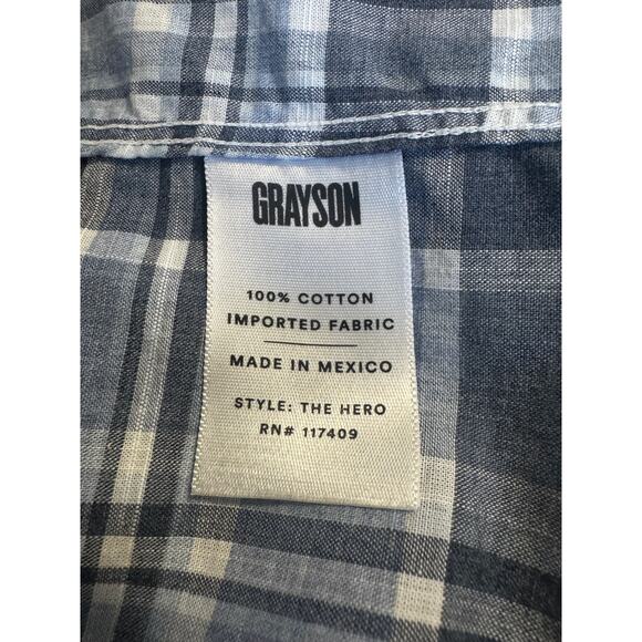 Grayson The Hero Shirt Women’s Size 3/M Blue Gray Plaid Cotton Button Up - Picture 5 of 5